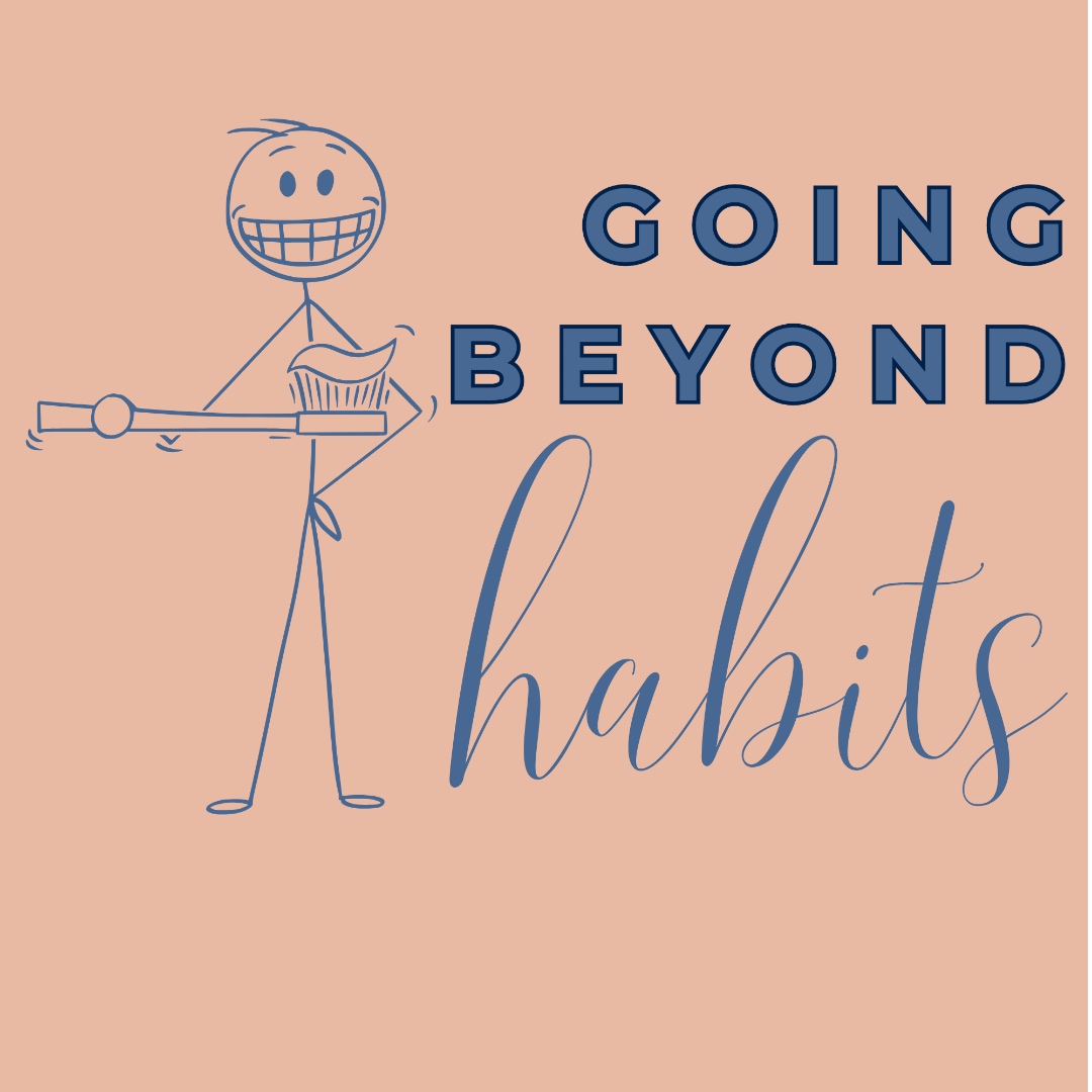 Going Beyond Habits workbook cover, peach with stick-figure brushing teeth